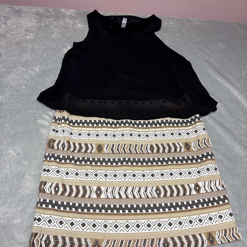 ALYA Y2K Dress Geometric Design Beaded Size M